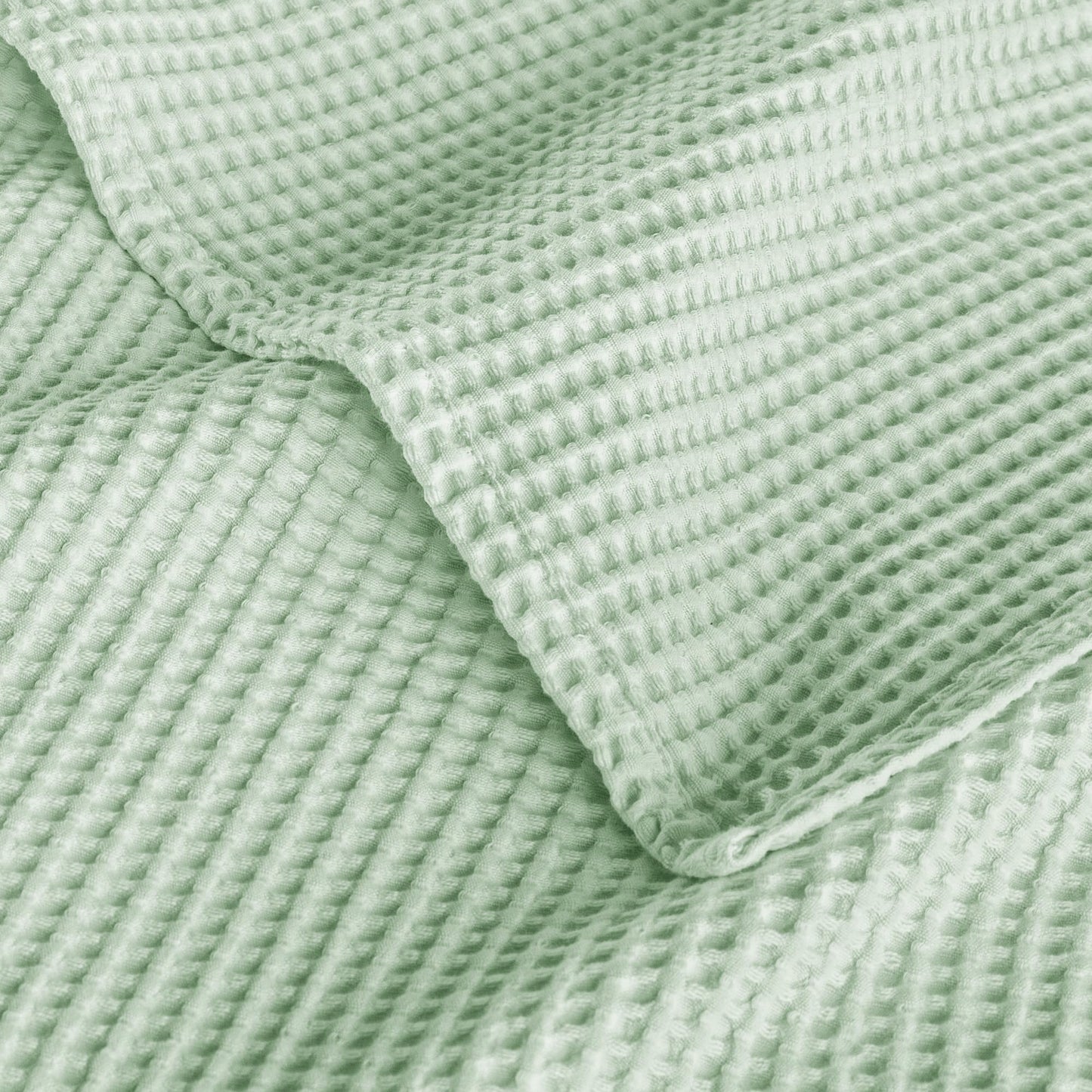 Exclusivo Mezcla 100% Cotton Waffle Weave Blanket Queen Size, Soft, Lightweight and Breathable Muslin Gauze Blanket for Bed, All Season, 90"x90", Sage Green