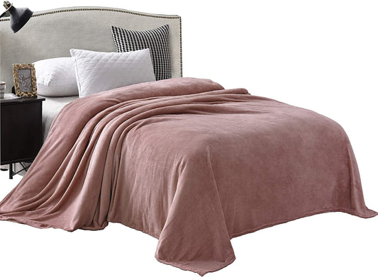 Exclusivo Mezcla Twin Size Flannel Fleece Velvet Plush Bed Blanket as Bedspread/Coverlet/Bed Cover (60" x 80", Pink) - Soft, Lightweight, Warm and Cozy