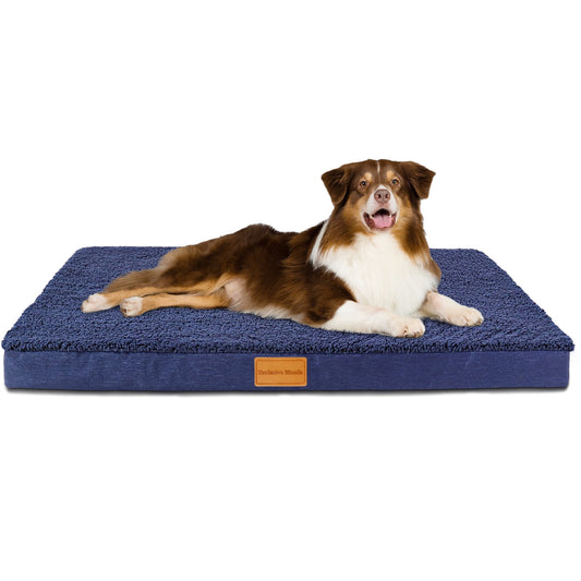 Exclusivo Mezcla Orthopedic Pet Bed for Medium Dogs 30"X20", Waterproof Dog Beds with Removable Washable Cover, Navy Blue