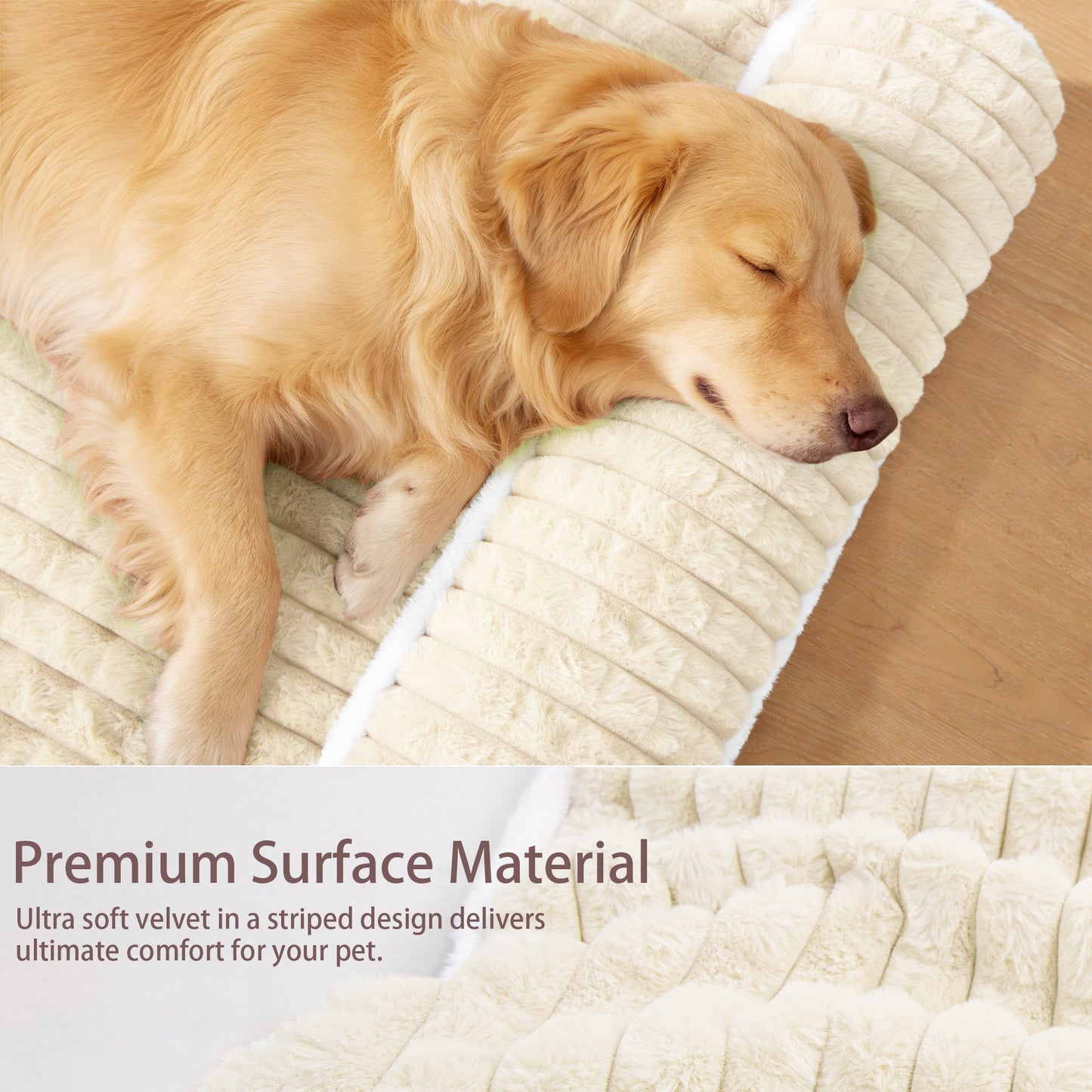 Exclusivo Mezcla Orthopedic Dog Bed with Head Pillow for Extra Large Dogs, Removable and Machine-Washable Cover, 56"X40", Ivory