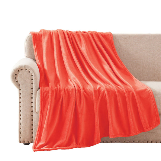 Exclusivo Mezcla Fleece Throw Blankets for Couch/Sofa/Bed,Plush Soft, Lightweight and Cozy-50" x 70" (Coral Orange)