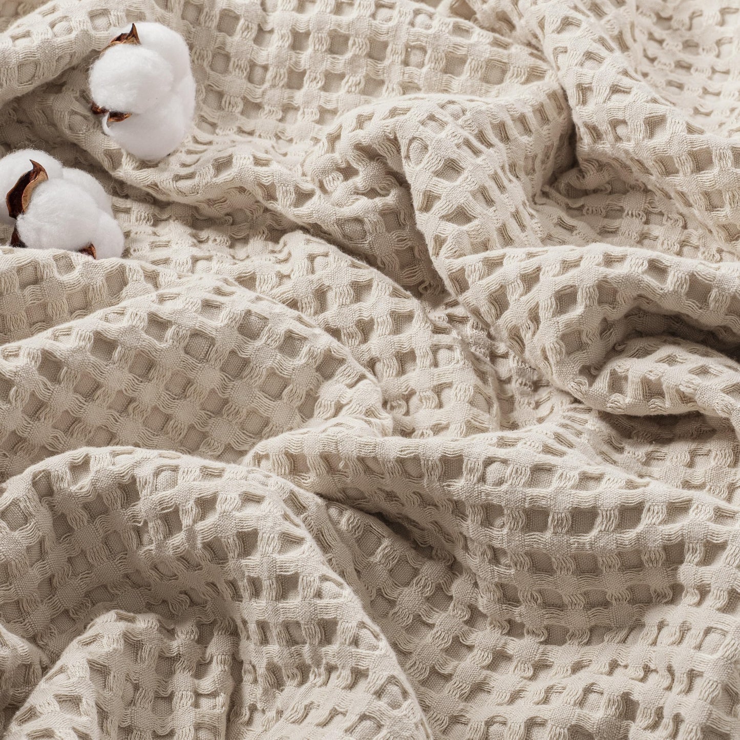 Exclusivo Mezcla 100% Cotton Queen Size Blanket, Lightweight Gauze Blankets for Sofa(90"x90", Khaki)