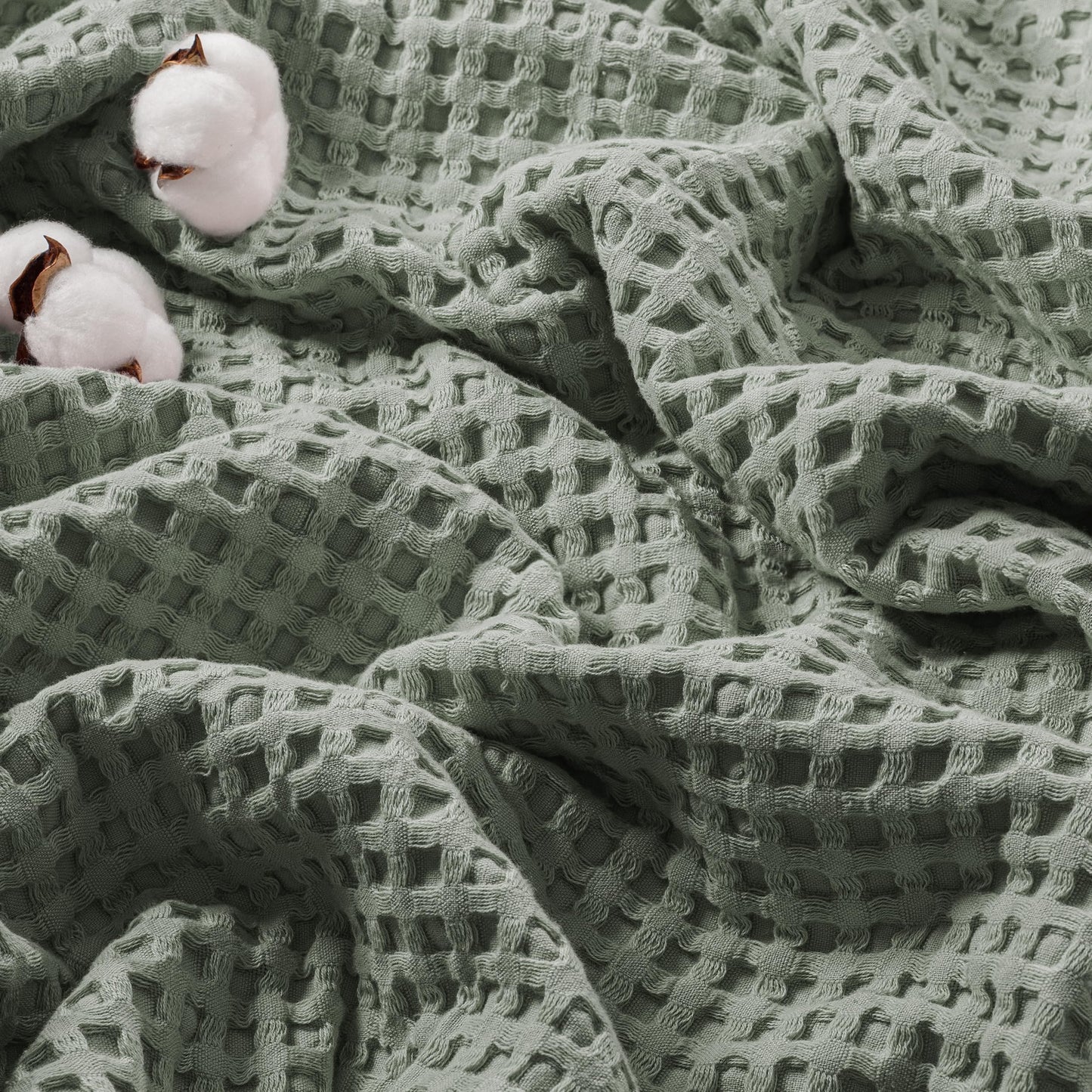 Exclusivo Mezcla 100% Cotton Full Size Blanket, Lightweight Gauze Blankets for Sofa(90"x80", Sage Green)