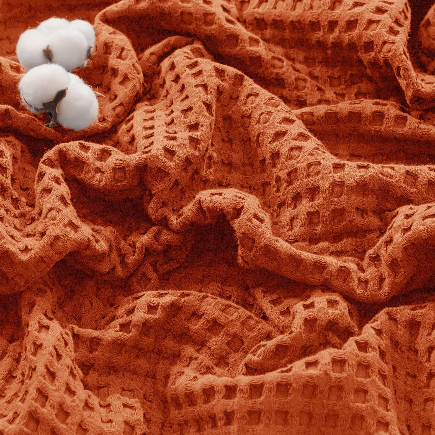 Exclusivo Mezcla 100% Cotton Throw Blanket, Lightweight Gauze Blankets for Sofa(50"x60", Burnt Orange)