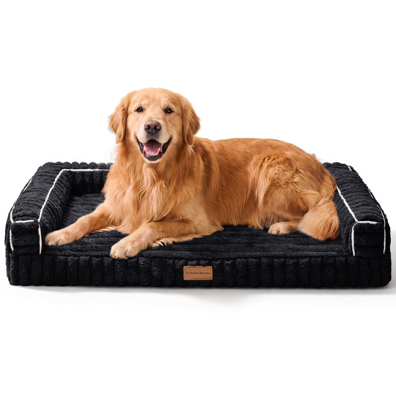 Exclusivo Mezcla Orthopedic Sofa Dog Bed with Washable Removable Cover 48"x30", Non-slip Bottom Pet Bed with Sides for Large Dogs, Black