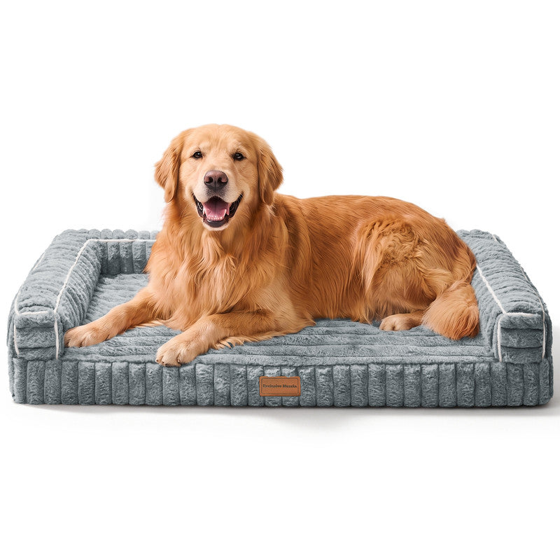 Exclusivo Mezcla Orthopedic Sofa Dog Bed with Washable Removable Cover 48"x30", Non-slip Bottom Pet Bed with Sides for Large Dogs, Sage Grey