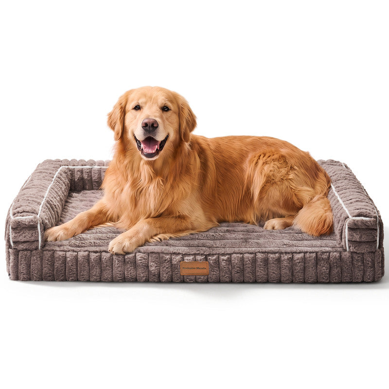 Exclusivo Mezcla Orthopedic Sofa Dog Bed with Washable Removable Cover 48"x30", Non-slip Bottom Pet Bed with Sides for Large Dogs, Brown