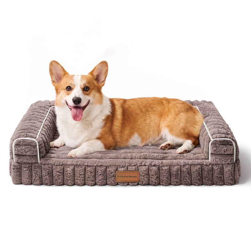 Exclusivo Mezcla Orthopedic Sofa Dog Bed with Washable Removable Cover 36"x24", Non-slip Bottom Pet Bed with Sides for Medium Dogs, Brown