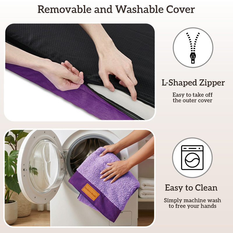 Exclusivo Mezcla L-shaped Pet Couch Bed with Removable and Washable Cover, Orthopedic Dog Bed for Extra Large Dogs with Non-Slip Bottom, 56"X40", Purple