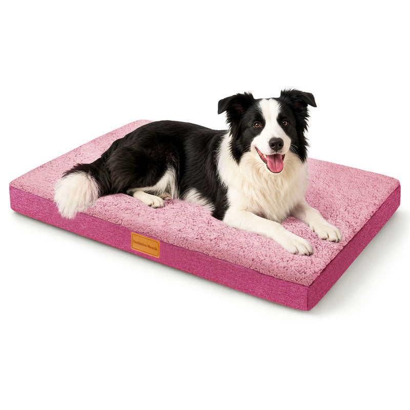 Exclusivo Mezcla Medium Dog Bed with Removable and Washable Cover, Orthopedic Pet Bed for Crates, Non-Slip Bottom and Waterproof Liner, 36"～24", Pink