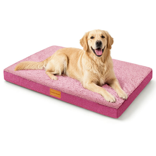 Exclusivo Mezcla Large Dog Bed with Removable and Washable Cover, Orthopedic Pet Bed for Crates, Non-Slip Bottom and Waterproof Liner, 42"～28", Pink
