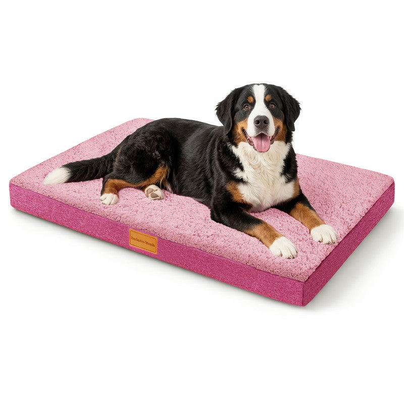 Exclusivo Mezcla Large Dog Bed with Removable and Washable Cover, Orthopedic Pet Bed for Crates, Non-Slip Bottom and Waterproof Liner, 48"～30", Pink