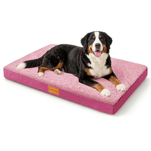 Exclusivo Mezcla Large Dog Bed with Removable and Washable Cover, Orthopedic Pet Bed for Crates, Non-Slip Bottom and Waterproof Liner, 48"～30", Pink