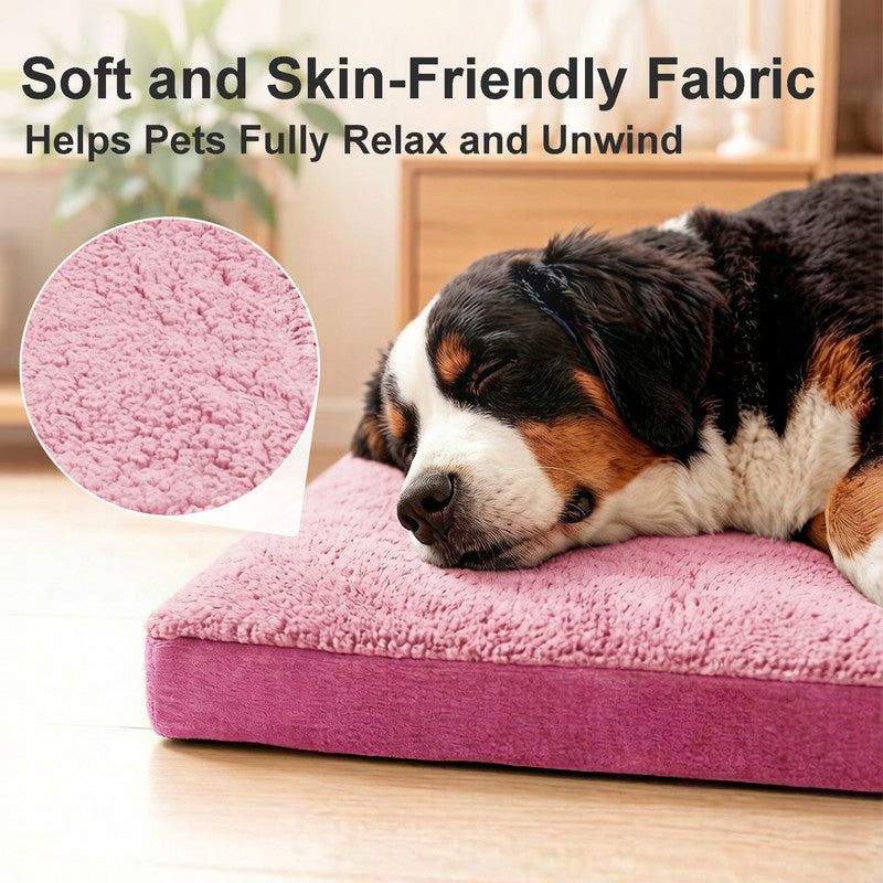 Exclusivo Mezcla Medium Dog Bed with Removable and Washable Cover, Orthopedic Pet Bed for Crates, Non-Slip Bottom and Waterproof Liner, 36"～24", Pink