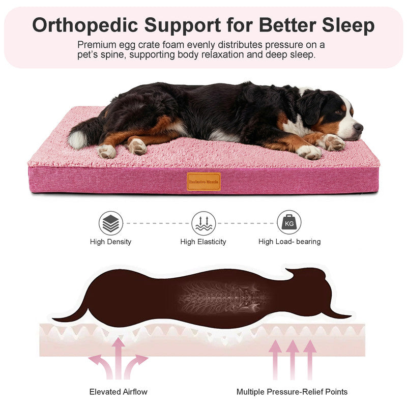 Exclusivo Mezcla Small Dog Bed with Removable and Washable Cover, Orthopedic Pet Bed for Crates, Non-Slip Bottom and Waterproof Liner, 30"～20", Pink