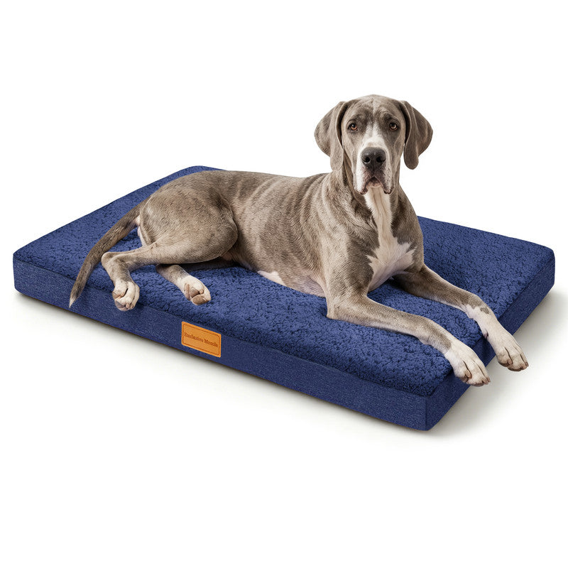 Exclusivo Mezcla Extra Large Dog Bed with Removable and Washable Cover, Orthopedic Pet Bed for Crates, Non-Slip Bottom and Waterproof Liner, 56"～40", Navy Blue