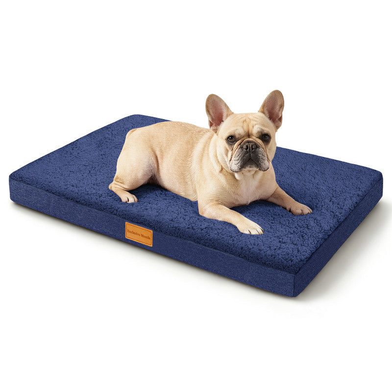 Exclusivo Mezcla Small Dog Bed with Removable and Washable Cover, Orthopedic Pet Bed for Crates, Non-Slip Bottom and Waterproof Liner, 30"～20", Navy Blue