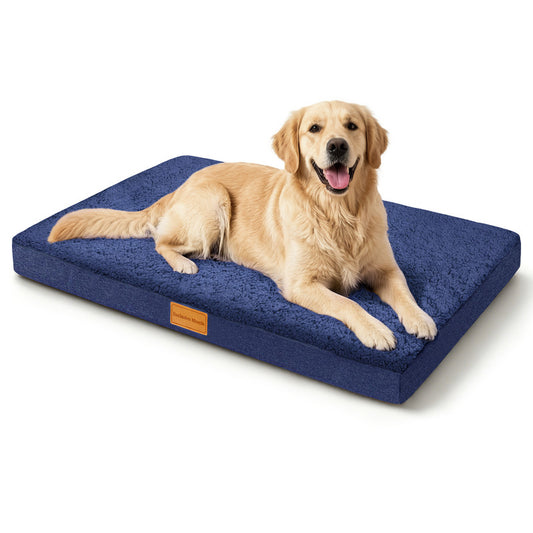 Exclusivo Mezcla Large Dog Bed with Removable and Washable Cover, Orthopedic Pet Bed for Crates, Non-Slip Bottom and Waterproof Liner, 42"～28", Navy Blue