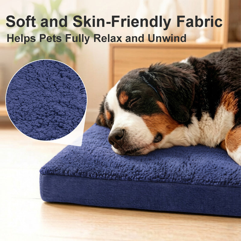 Exclusivo Mezcla Medium Dog Bed with Removable and Washable Cover, Orthopedic Pet Bed for Crates, Non-Slip Bottom and Waterproof Liner, 36"～24", Navy Blue
