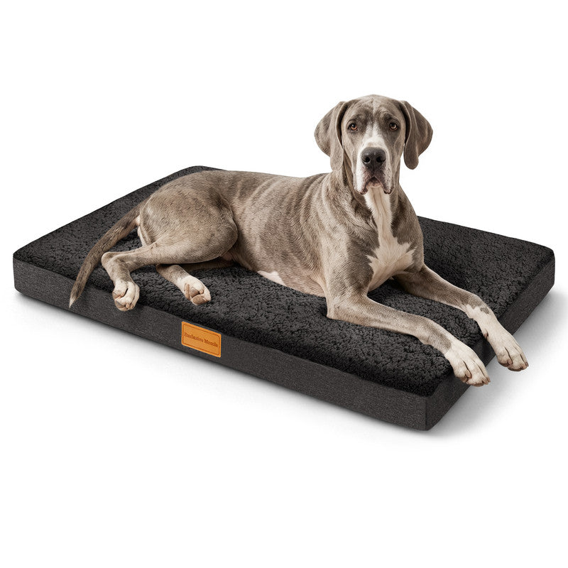 Exclusivo Mezcla Extra Large Dog Bed with Removable and Washable Cover, Orthopedic Pet Bed for Crates, Non-Slip Bottom and Waterproof Liner, 56"～40", Black