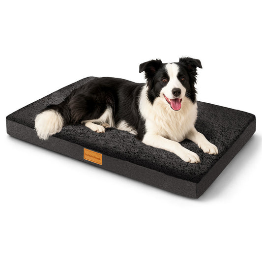 Exclusivo Mezcla Medium Dog Bed with Removable and Washable Cover, Orthopedic Pet Bed for Crates, Non-Slip Bottom and Waterproof Liner, 36"~24", Black