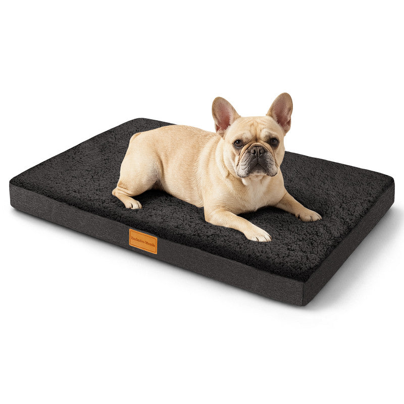 Exclusivo Mezcla Small Dog Bed with Removable and Washable Cover, Orthopedic Pet Bed for Crates, Non-Slip Bottom and Waterproof Liner, 30"～20", Black