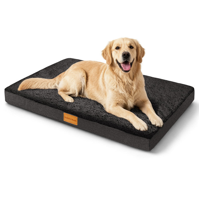 Exclusivo Mezcla Large Dog Bed with Removable and Washable Cover, Orthopedic Pet Bed for Crates, Non-Slip Bottom and Waterproof Liner, 42"～28", Black