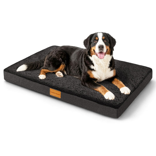 Exclusivo Mezcla Large Dog Bed with Removable and Washable Cover, Orthopedic Pet Bed for Crates, Non-Slip Bottom and Waterproof Liner, 48"~30", Black