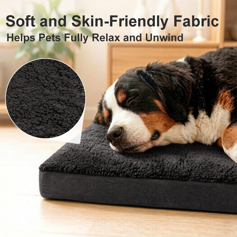 Exclusivo Mezcla Large Dog Bed with Removable and Washable Cover, Orthopedic Pet Bed for Crates, Non-Slip Bottom and Waterproof Liner, 48"～30", Black