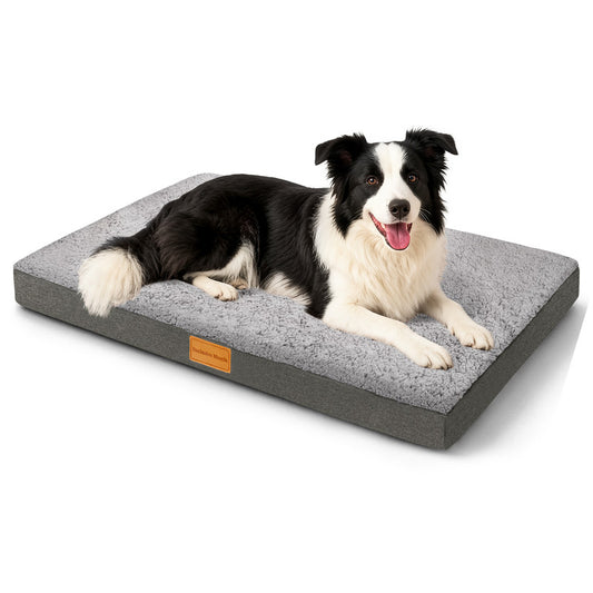 Exclusivo Mezcla Medium Dog Bed with Removable and Washable Cover, Orthopedic Pet Bed for Crates, Non-Slip Bottom and Waterproof Liner, 36"～24", Grey