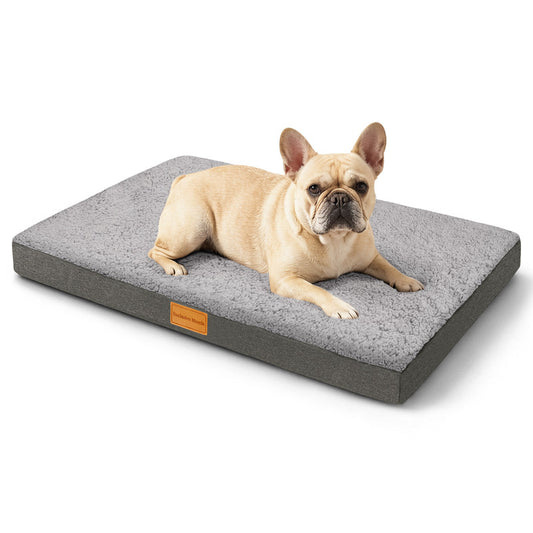 Exclusivo Mezcla Small Dog Bed with Removable and Washable Cover, Orthopedic Pet Bed for Crates, Non-Slip Bottom and Waterproof Liner, 30"~20", Grey