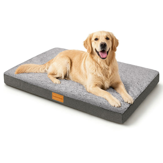 Exclusivo Mezcla Large Dog Bed with Removable and Washable Cover, Orthopedic Pet Bed for Crates, Non-Slip Bottom and Waterproof Liner, 42"~28", Grey