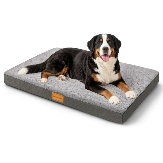 Exclusivo Mezcla Large Dog Bed with Removable and Washable Cover, Orthopedic Pet Bed for Crates, Non-Slip Bottom and Waterproof Liner, 48"~30", Grey