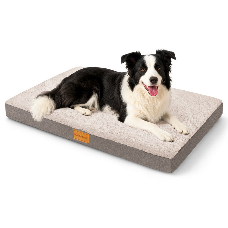 Exclusivo Mezcla Medium Dog Bed with Removable and Washable Cover, Orthopedic Pet Bed for Crates, Non-Slip Bottom and Waterproof Liner, 36"～24", Ivory