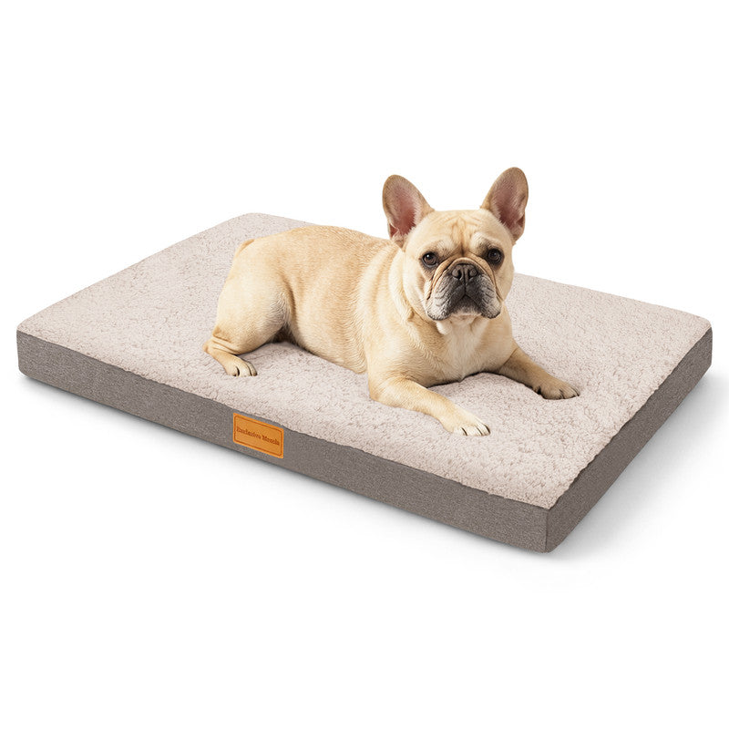 Exclusivo Mezcla Small Dog Bed with Removable and Washable Cover, Orthopedic Pet Bed for Crates, Non-Slip Bottom and Waterproof Liner, 30"～20", Ivory