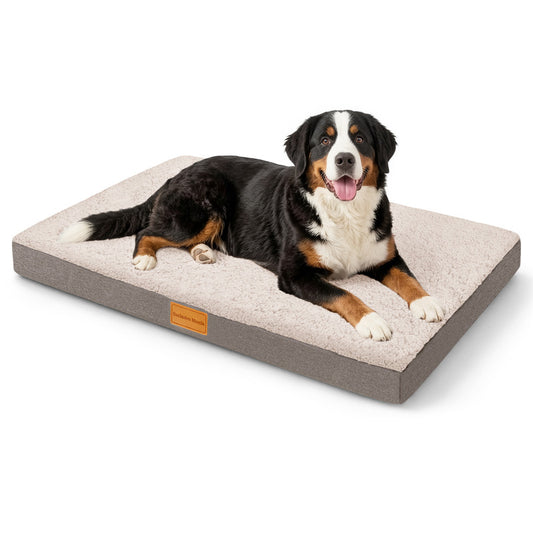 Exclusivo Mezcla Large Dog Bed with Removable and Washable Cover, Orthopedic Pet Bed for Crates, Non-Slip Bottom and Waterproof Liner, 48"～30", Ivory