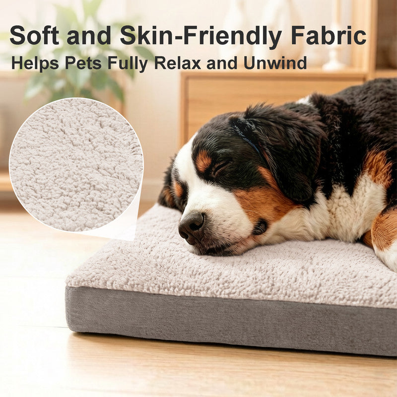 Exclusivo Mezcla Large Dog Bed with Removable and Washable Cover, Orthopedic Pet Bed for Crates, Non-Slip Bottom and Waterproof Liner, 48"～30", Ivory