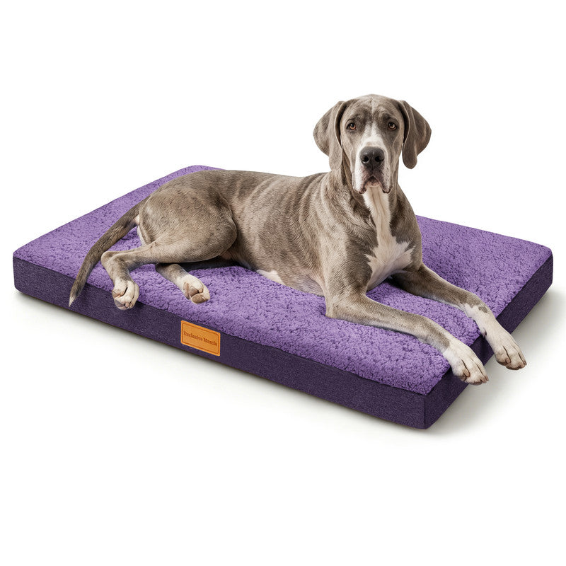 Exclusivo Mezcla Extra Large Dog Bed with Removable and Washable Cover, Orthopedic Pet Bed for Crates, Non-Slip Bottom and Waterproof Liner, 56"～40", Purple