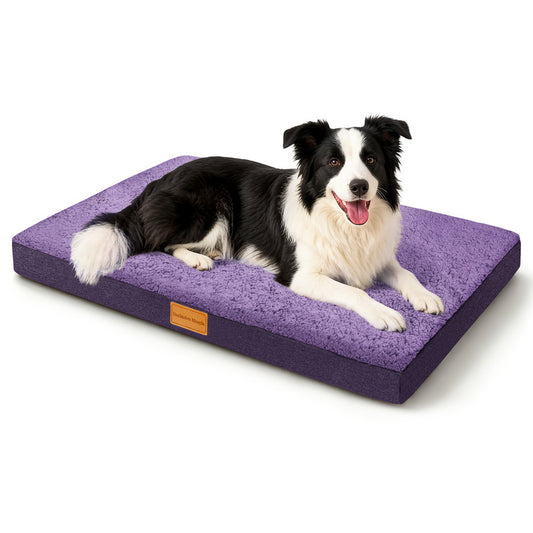 Exclusivo Mezcla Medium Dog Bed with Removable and Washable Cover, Orthopedic Pet Bed for Crates, Non-Slip Bottom and Waterproof Liner, 36"～24", Purple