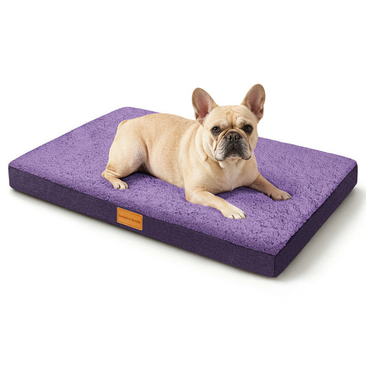 Exclusivo Mezcla Small Dog Bed with Removable and Washable Cover, Orthopedic Pet Bed for Crates, Non-Slip Bottom and Waterproof Liner, 30"～20", Purple