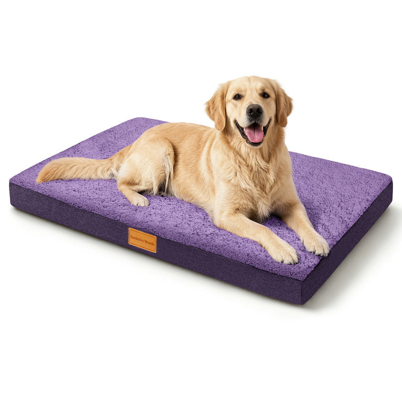 Exclusivo Mezcla Large Dog Bed with Removable and Washable Cover, Orthopedic Pet Bed for Crates, Non-Slip Bottom and Waterproof Liner, 42"～28", Purple