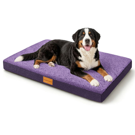 Exclusivo Mezcla Large Dog Bed with Removable and Washable Cover, Orthopedic Pet Bed for Crates, Non-Slip Bottom and Waterproof Liner, 48"～30", Purple