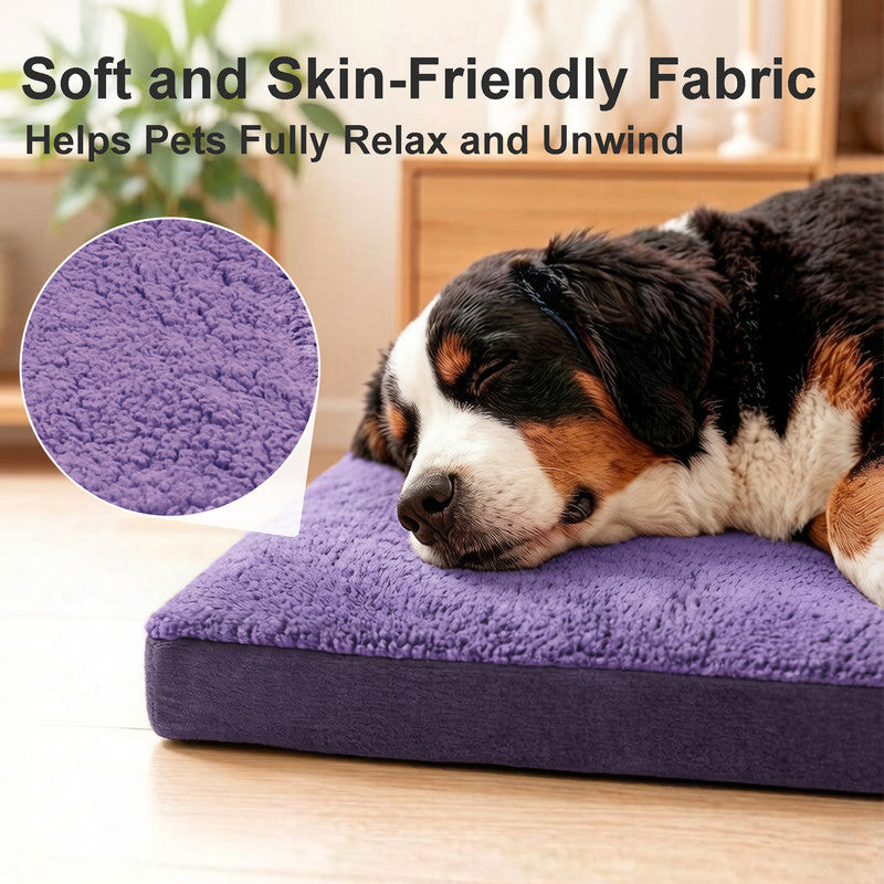 Exclusivo Mezcla Large Dog Bed with Removable and Washable Cover, Orthopedic Pet Bed for Crates, Non-Slip Bottom and Waterproof Liner, 42"～28", Purple