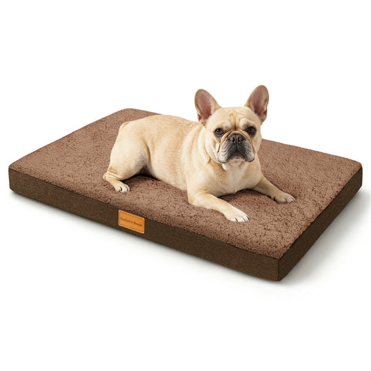 Exclusivo Mezcla Small Dog Bed with Removable and Washable Cover, Orthopedic Pet Bed for Crates, Non-Slip Bottom and Waterproof Liner, 30"~20", Brown