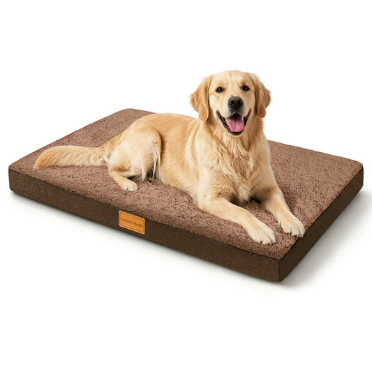 Exclusivo Mezcla Large Dog Bed with Removable and Washable Cover, Orthopedic Pet Bed for Crates, Non-Slip Bottom and Waterproof Liner, 42"~28", Brown