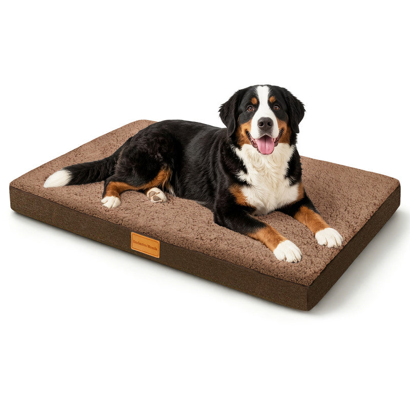 Exclusivo Mezcla Large Dog Bed with Removable and Washable Cover, Orthopedic Pet Bed for Crates, Non-Slip Bottom and Waterproof Liner, 48"～30", Brown