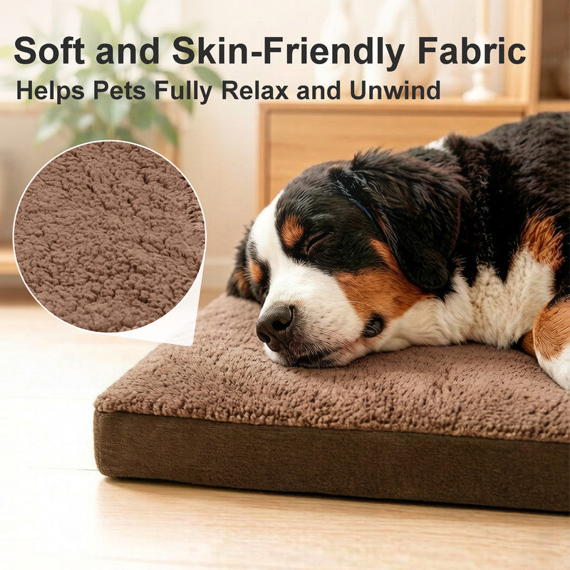 Exclusivo Mezcla Large Dog Bed with Removable and Washable Cover, Orthopedic Pet Bed for Crates, Non-Slip Bottom and Waterproof Liner, 42"～28", Brown
