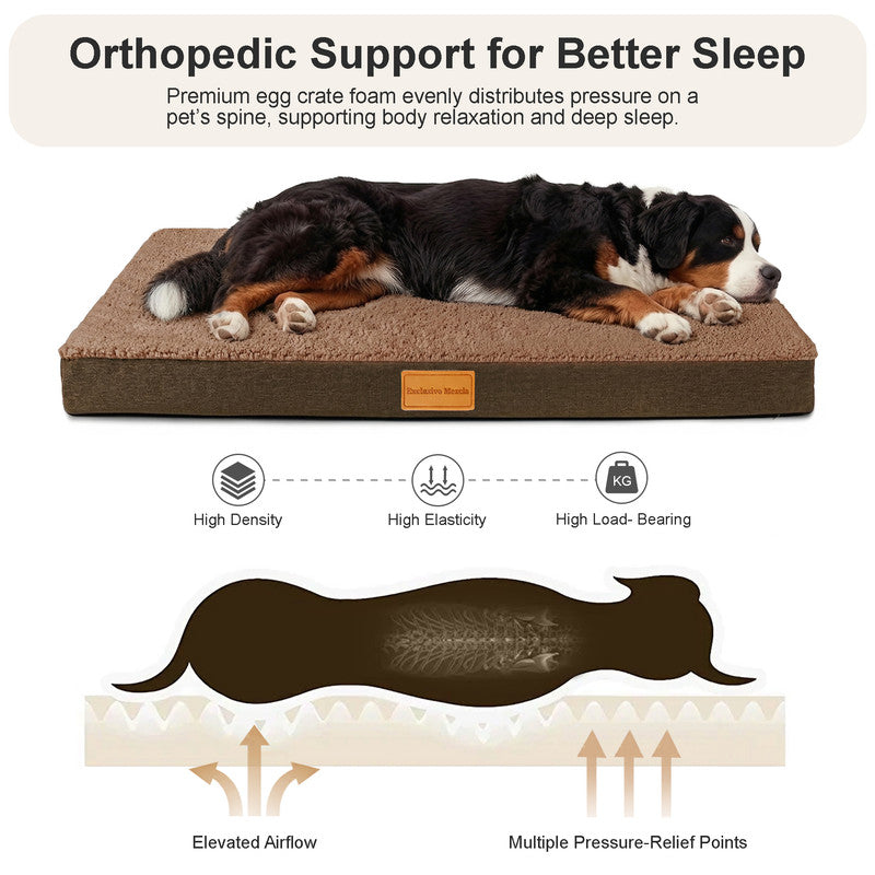 Exclusivo Mezcla Medium Dog Bed with Removable and Washable Cover, Orthopedic Pet Bed for Crates, Non-Slip Bottom and Waterproof Liner, 36"～24", Brown