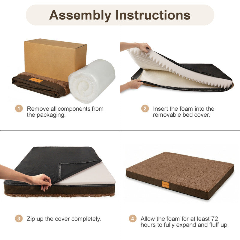 Exclusivo Mezcla Medium Dog Bed with Removable and Washable Cover, Orthopedic Pet Bed for Crates, Non-Slip Bottom and Waterproof Liner, 36"～24", Brown