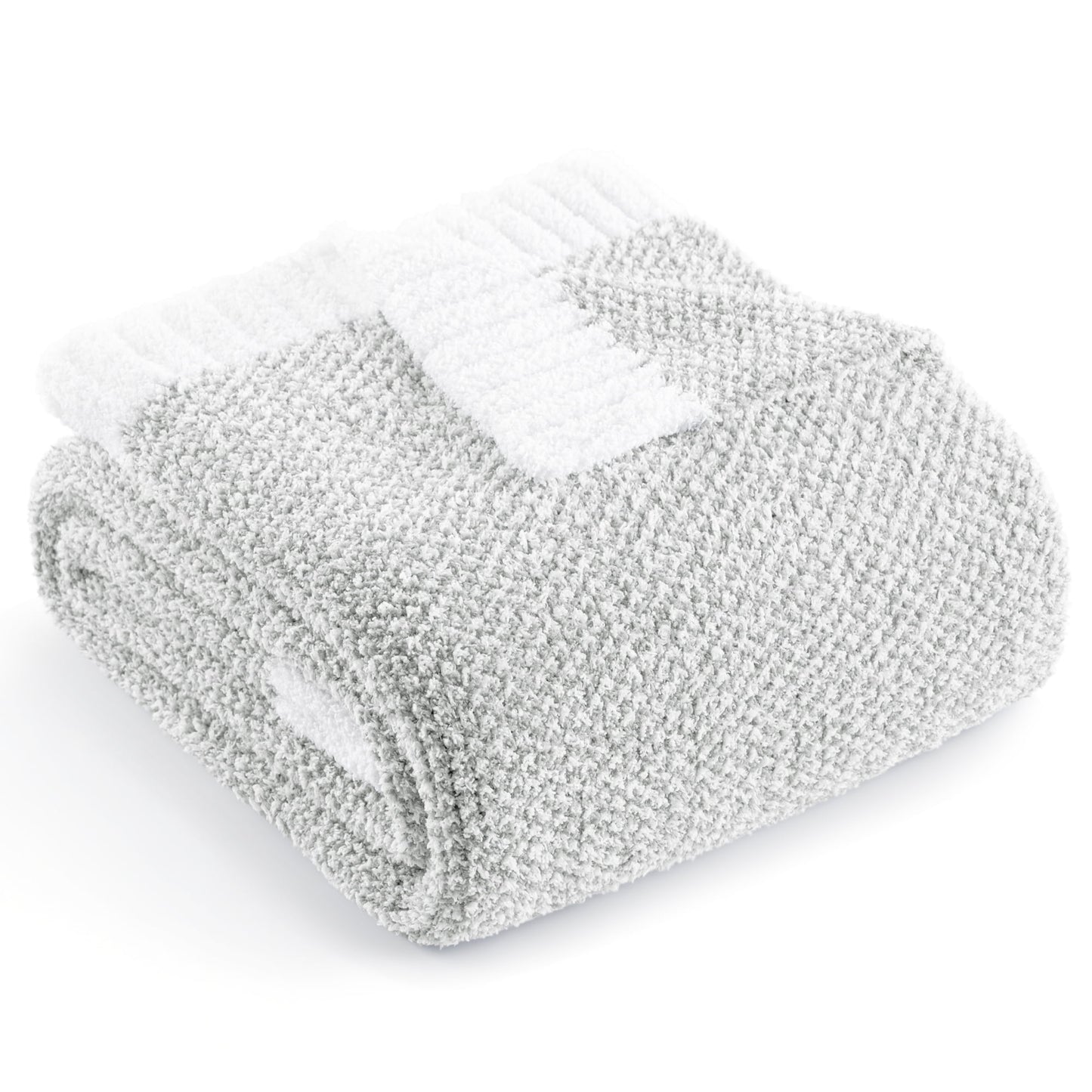 Exclusivo Mezcla Knit Blanket for Bed Queen Size, Ultra Soft Cozy Fluffy Blanket, Lightweight Fuzzy Throw for Couch and Bed, Mixed Grey, 90"x90"